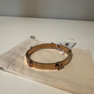 Tory Burch Rose Gold Logo Hinge Bracelet NWT